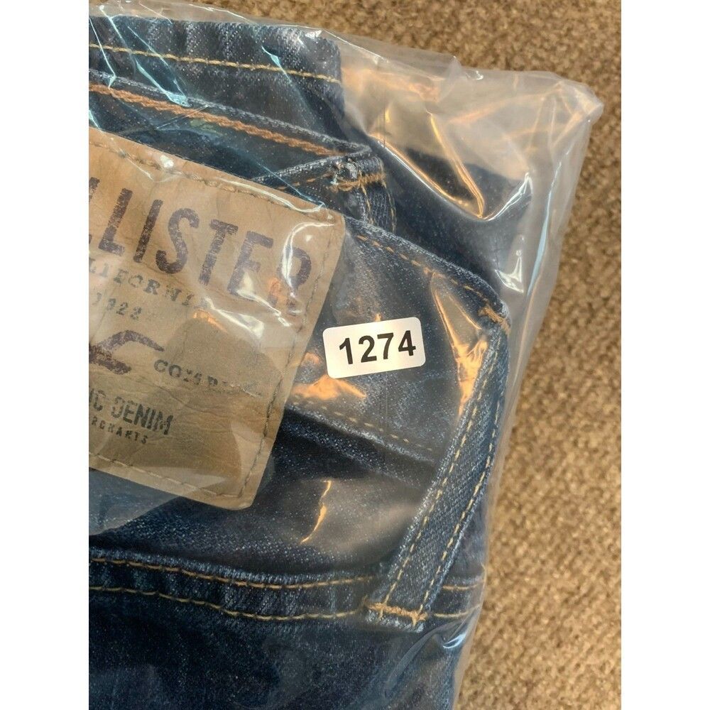 Hollister Jeans Mens 32x30 Slim Straight Mid Rise Button Fly Y2K Dark Denim - Picture 11 of 11